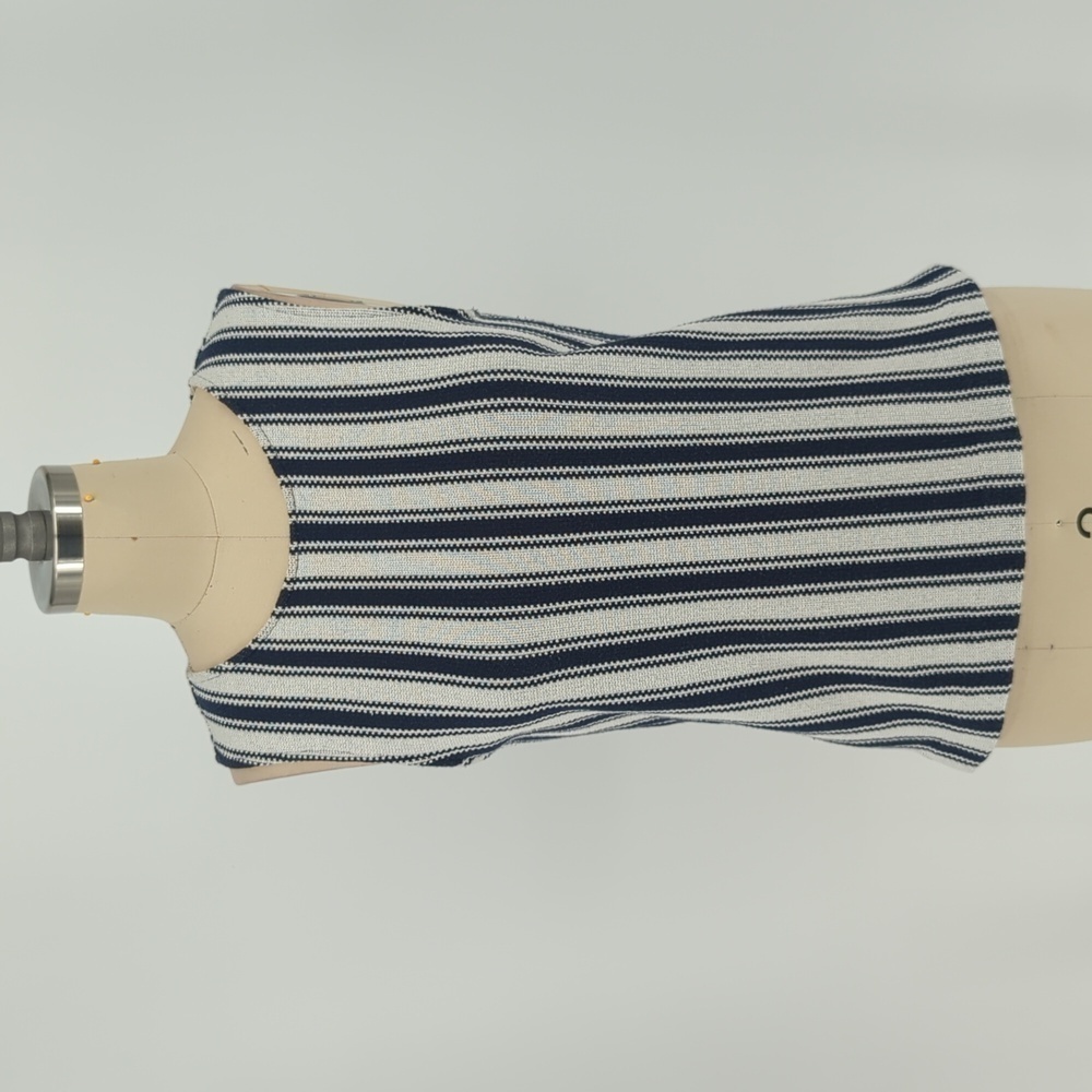 Theory Striped Knit Tank Top Blue White S retro casual folk art cottagecore